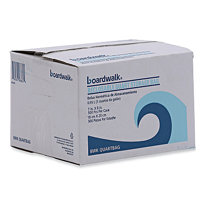 Boardwalk Reclosable Food Storage Bags, Quart, 7" x 8", Clear, 500/Box (BWKQUARTBAG)