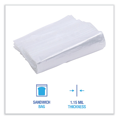 Boardwalk Reclosable Food Storage Bags, Sandwich, 6.5" x 5.89", Clear, 500/Box (BWKSANDWICHBAG)