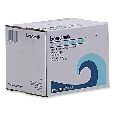 Boardwalk Reclosable Food Storage Bags, Sandwich, 6.5" x 5.89", Clear, 500/Box (BWKSANDWICHBAG)