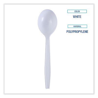 Boardwalk Heavyweight Wrapped Polypropylene Cutlery, Soup Spoon, White, 1,000/Carton (BWKSSHWPPWIW)