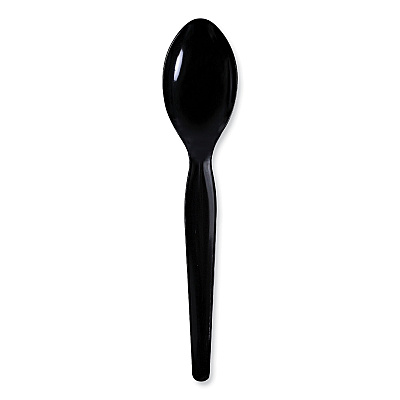 Boardwalk Heavyweight Wrapped Polystyrene Cutlery, Teaspoon, Black, 1,000/Carton (BWKTSHWPSBIW)