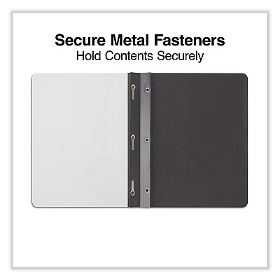 Universal Clear Front Report Cover with Fasteners, Three-Prong Fastener, 0.5" Capacity, 8.5 x 11, Clear/Black, 25/Box (UNV56116)