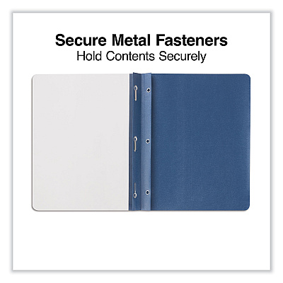 Universal Clear Front Report Covers with Fasteners, Three-Prong Fastener, 0.5" Capacity,  8.5 x 11, Clear/Dark Blue, 25/Box (UNV56138)