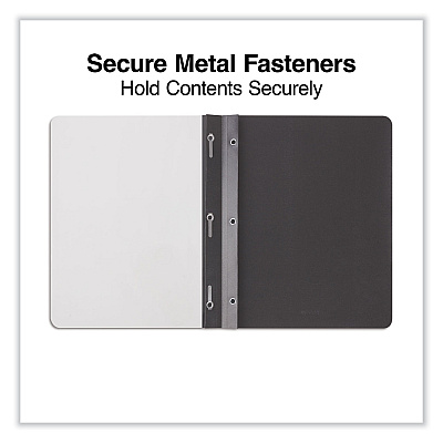 Universal Clear Front Report Cover, Prong Fastener, 0.5" Capacity, 8.5 x 11, Clear/Black, 25/Box (UNV57120)