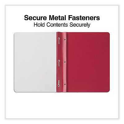 Universal Clear Front Report Cover, Prong Fastener, 0.5" Capacity, 8.5 x 11, Clear/Red, 25/Box (UNV57123)