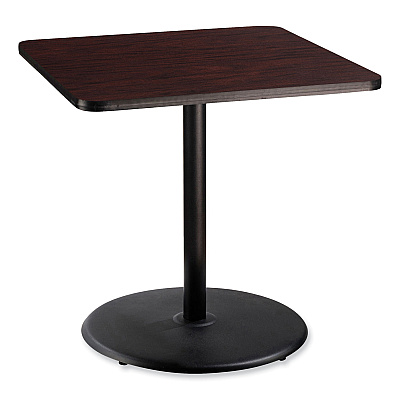 NPS Cafe Table, 36w x 36d x 36h, Square Top/Round Base, Mahogany Top, Black Base (NPSCT33636RC1MY)