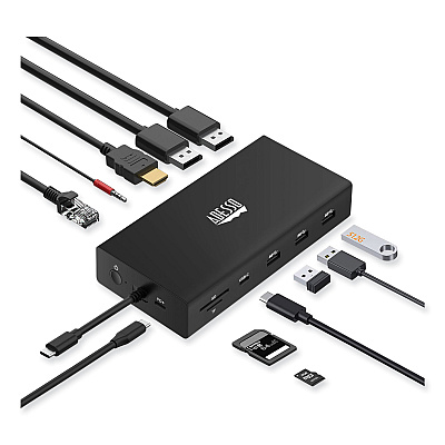Adesso 12-in-1 USB-C Multi-Port TAA Compliant Docking Station, Black (AUH4060)