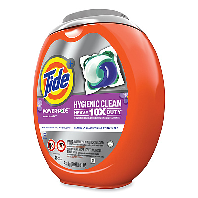 Tide Hygienic Clean Heavy 10x Duty Power Pods, Spring Meadow Scent, 81 oz Tub, 48 Pods/Tub, 4 Tubs/Carton (PGC53437CT)