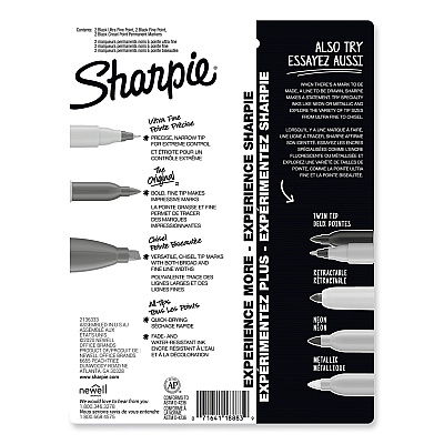 Sharpie Mixed Point Size Permanent Markers, Assorted Tip Sizes/Types, Black, 6/Pack (SAN2135318)