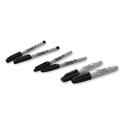 Sharpie Mixed Point Size Permanent Markers, Assorted Tip Sizes/Types, Black, 6/Pack (SAN2135318)