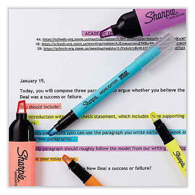 Sharpie Clearview Pen-Style Highlighter, Assorted Ink Colors, Chisel Tip, Assorted Barrel Colors, 8/Pack (SAN1966798)