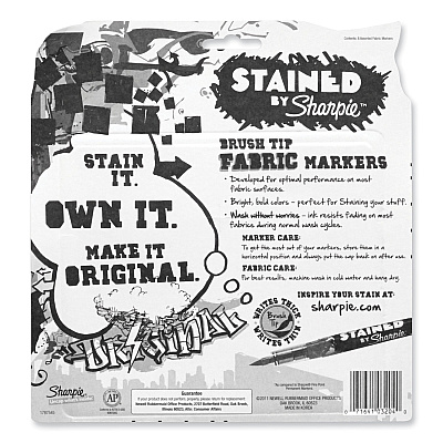Sharpie Stained Fabric Markers, Medium Brush Tip, Assorted Colors, 8/Pack (SAN1779005)