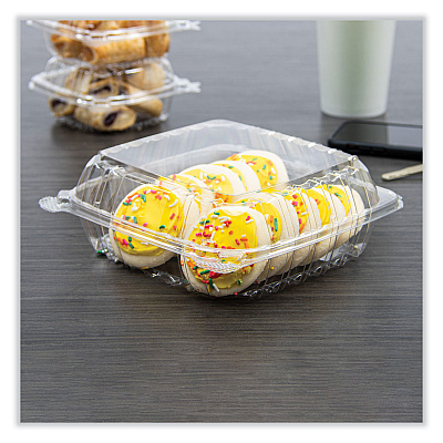 Dart ClearSeal Hinged-Lid Plastic Containers, 8.22w x 3.02h, Clear, Plastic, 250/Carton (DCCPET90PST1)