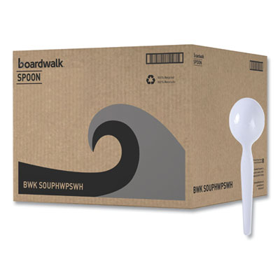 Boardwalk Heavyweight Polystyrene Cutlery, Soup Spoon, White, 1000/Carton (BWKSOUPHWPSWH)