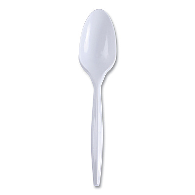 Boardwalk Mediumweight Wrapped Polypropylene Cutlery, Teaspoon, White, 1,000/Carton (BWKSPOONIW)