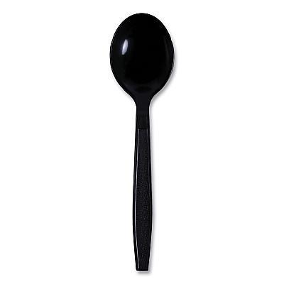 Boardwalk Heavyweight Wrapped Polypropylene Cutlery, Soup Spoon, Black, 1,000/Carton (BWKSSHWPPBIW)