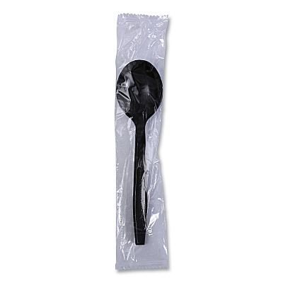 Boardwalk Heavyweight Wrapped Polypropylene Cutlery, Soup Spoon, Black, 1,000/Carton (BWKSSHWPPBIW)