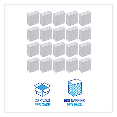Boardwalk Tallfold Dispenser Napkin, 12" x 7", White, 500/Pack, 20 Packs/Carton (BWK8302W)