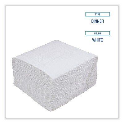 Boardwalk Dinner Napkin, 1-Ply, 17 x 17, White, 250/Pack, 12 Packs/Carton (BWK8307W)