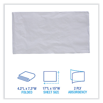 Boardwalk Dinner Napkin, 2-Ply, 17 x 15, White, 100/Pack, 30 Packs/Carton (BWK8308W)