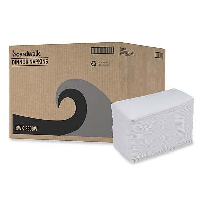 Boardwalk Dinner Napkin, 2-Ply, 17 x 15, White, 100/Pack, 30 Packs/Carton (BWK8308W)