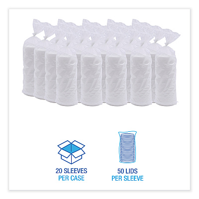 Boardwalk Deerfield Hot Cup Lids, Fits 10 oz to 20 oz Cups, White, Plastic, 50/Pack, 20 Packs/Carton (BWKDEERHLIDW)