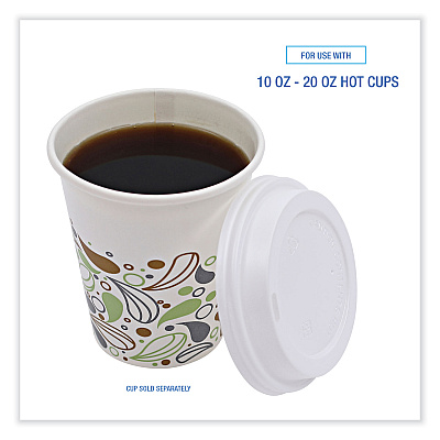 Boardwalk Deerfield Hot Cup Lids, Fits 10 oz to 20 oz Cups, White, Plastic, 50/Pack, 20 Packs/Carton (BWKDEERHLIDW)