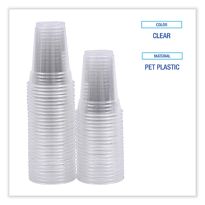 Boardwalk Clear Plastic Cold Cups, 9 oz, PET, 50 Cups/Sleeve, 20 Sleeves/Carton (BWKPET9)