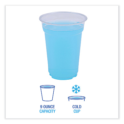 Boardwalk Clear Plastic Cold Cups, 9 oz, PET, 50 Cups/Sleeve, 20 Sleeves/Carton (BWKPET9)