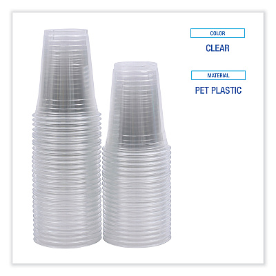Boardwalk Clear Plastic Cold Cups, 16 oz, PET, 50 Cups/Sleeve, 20 Sleeves/Carton (BWKPET16)