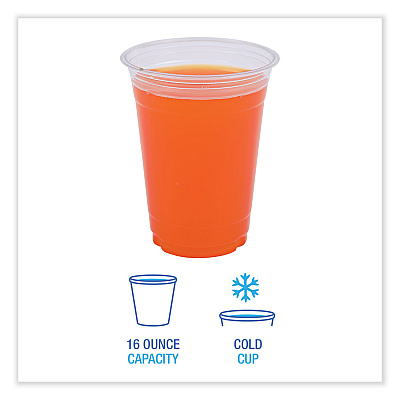 Boardwalk Clear Plastic Cold Cups, 16 oz, PET, 50 Cups/Sleeve, 20 Sleeves/Carton (BWKPET16)