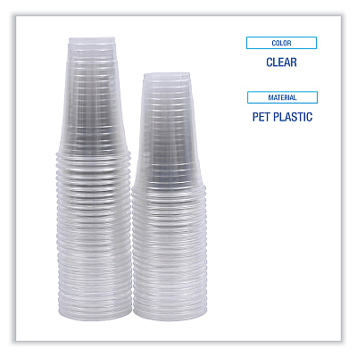 Boardwalk Clear Plastic Cold Cups, 24 oz, PET, 50 Cups/Sleeve, 12 Sleeves/Carton (BWKPET24)