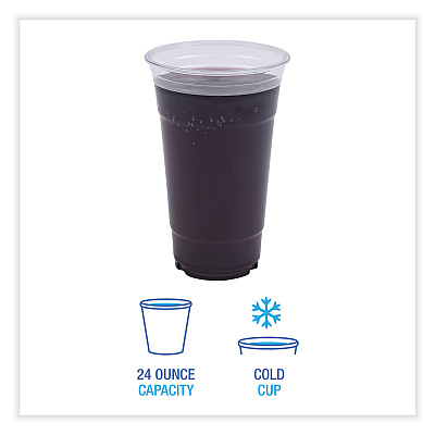 Boardwalk Clear Plastic Cold Cups, 24 oz, PET, 50 Cups/Sleeve, 12 Sleeves/Carton (BWKPET24)