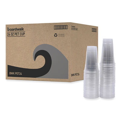 Boardwalk Clear Plastic Cold Cups, 24 oz, PET, 50 Cups/Sleeve, 12 Sleeves/Carton (BWKPET24)