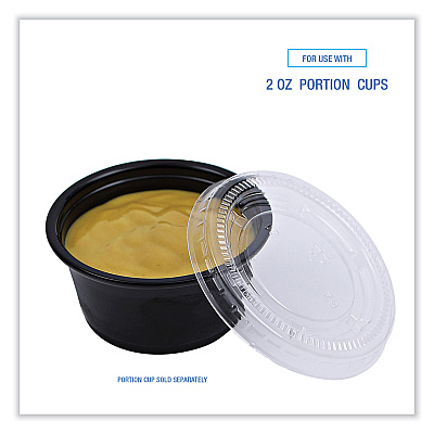 Boardwalk Souffle/Portion Cup Lids, Fits 1.5 oz and 2 oz Portion Cups, Clear, 2,500/Carton (BWKPRTLID2)