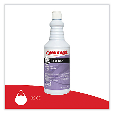 Betco Best Bet Liquid Creme Cleanser, Mint, 32 oz Bottle, 12/Carton (BET771200)