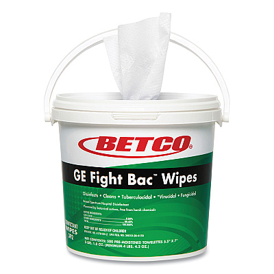 Betco GE Fight Bac Disinfecting Wipes, 5.5 x 7, Fresh Scent, 500/Bucket, 4 Buckets/Carton (BET392F100CT)