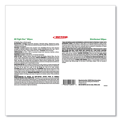Betco GE Fight Bac Disinfecting Wipes, 5.5 x 7, Fresh Scent, 500/Bucket, 4 Buckets/Carton (BET392F100CT)