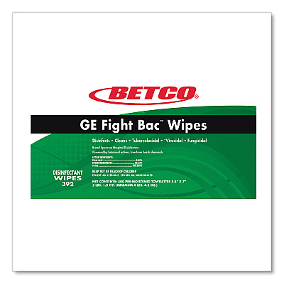 Betco GE Fight Bac Disinfecting Wipes, 5.5 x 7, Fresh Scent, 500/Bucket, 4 Buckets/Carton (BET392F100CT)