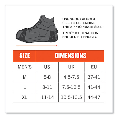 ergodyne Trex 6310 Adjustable Slip-On Ice Cleats, Large, Black, Pair (EGO16774)