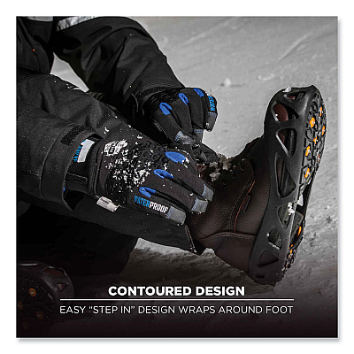 ergodyne Trex 6304 One-Piece Step-In Full Coverage Ice Cleats, X-Large, Black, Pair (EGO16785)