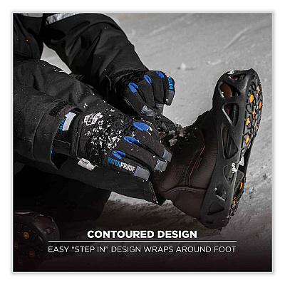 ergodyne Trex 6304 One-Piece Step-In Full Coverage Ice Cleats, Small, Black, Pair (EGO16782)