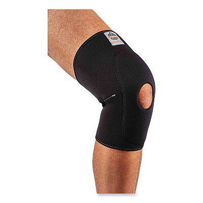 ergodyne ProFlex 615 Open Patella Anterior Pad Knee Sleeve, Large, Black (EGO16534)