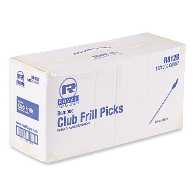 AmerCareRoyal Cellophane-Frill Wood Picks, Bamboo, 4" Assorted, 10,000/Carton (RPPR812B)