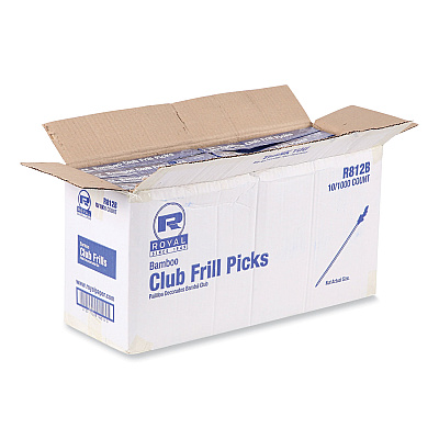 AmerCareRoyal Cellophane-Frill Wood Picks, Bamboo, 4" Assorted, 10,000/Carton (RPPR812B)