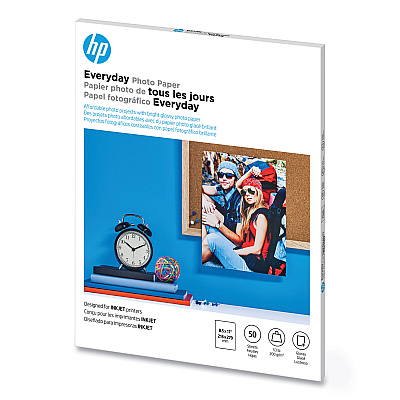 HP Everyday Photo Paper, 8 mil, 8.5 x 11, Glossy White, 50/Pack (HEWQ8723A)
