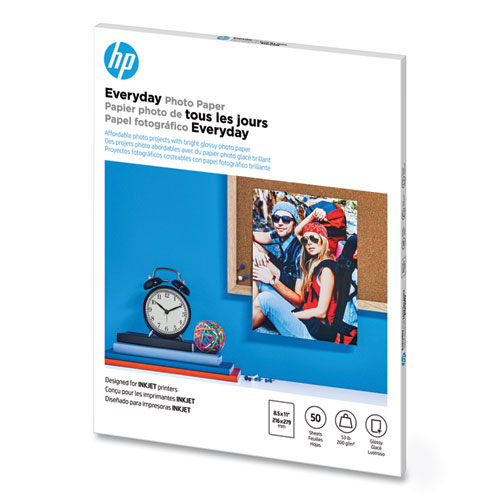 HP Everyday Photo Paper, 8 mil, 8.5 x 11, Glossy White, 50/Pack (Q8723A)