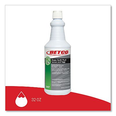 Betco PUSH All Purpose Cleaner and Odor Eliminator, Lemon and Sage Scent, 32 oz Bottle, 12/Carton (BET26071200)