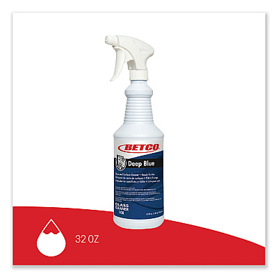 Betco Deep Blue Glass and Surface Cleaner, Ammonia Scent, 32 oz Bottle, 12/Carton (BET1081200)