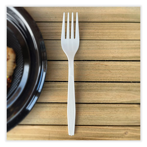 Boardwalk Heavyweight Polypropylene Cutlery, Fork, White, 1000/Carton (FORKHWPPWH)